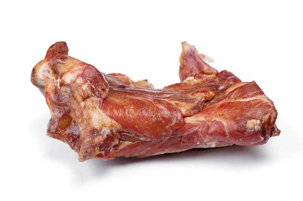 Gerookte Varkensvlees Stuk Vlees Geïsoleerd Witte Achtergrond — Stockfoto