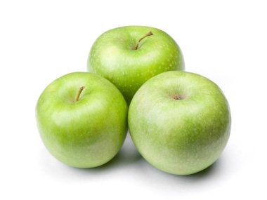 grup izole beyaz zemin üzerine yeşil elma