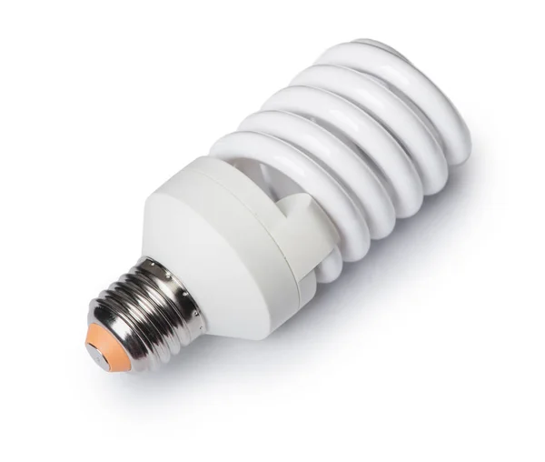 Energibesparing Glödlampa Isolerad Vit — Stockfoto