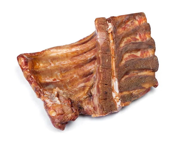 Gerookte Varkensvlees Ribben Geïsoleerd Witte Achtergrond — Stockfoto