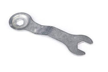 Beyaz arka plan üzerinde izole alışılmadık düz İngiliz anahtarı