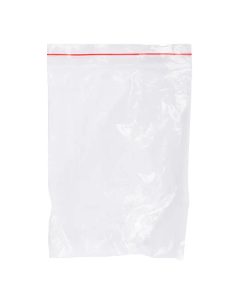 Kunststofftasche Reißverschluss Nahaufnahme Isoliert Auf Weißem Hintergrund — Stockfoto