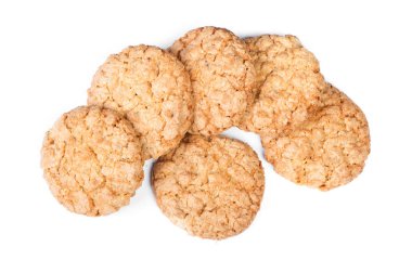 Beyaz arkaplanda izole edilmiş yulaf ezmeli kurabiye grubu