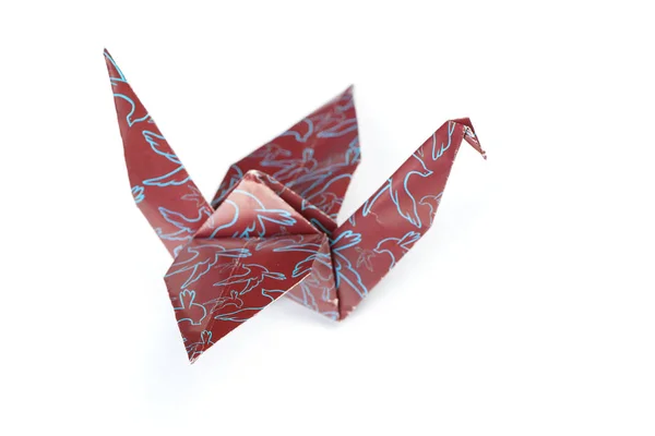 Origami Kran Isoliert Auf Weißem Hintergrund — Stockfoto