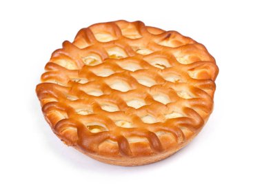 Büyük süzme peynir pasta üzerinde beyaz izole