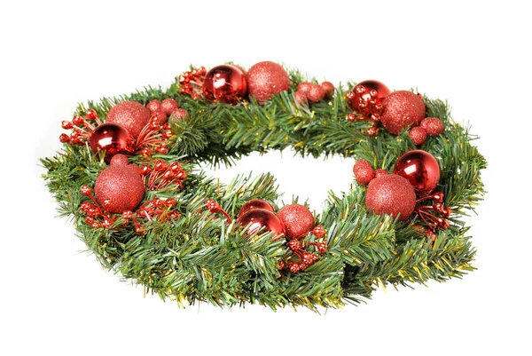 Decoratieve Kroon Van Kerstmis Geïsoleerd Wit — Stockfoto