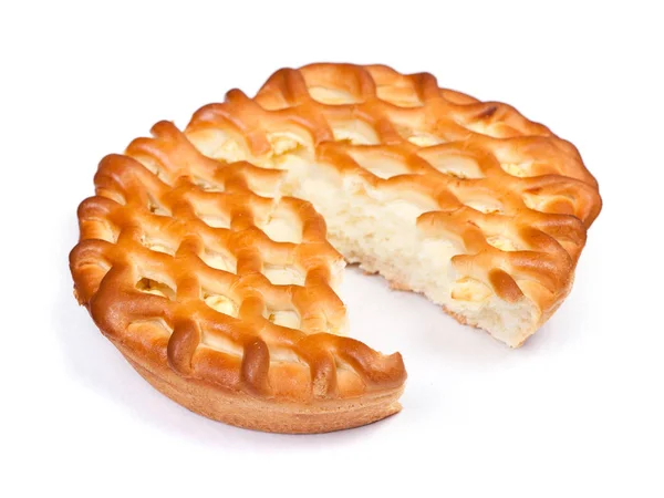 Кусок Большого Творожного Пирога Изолированного Белом — стоковое фото