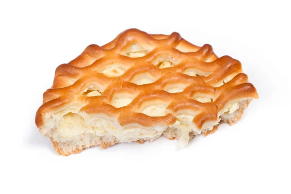 Шматок Великого Сирного Пирога Ізольовано Білому — стокове фото