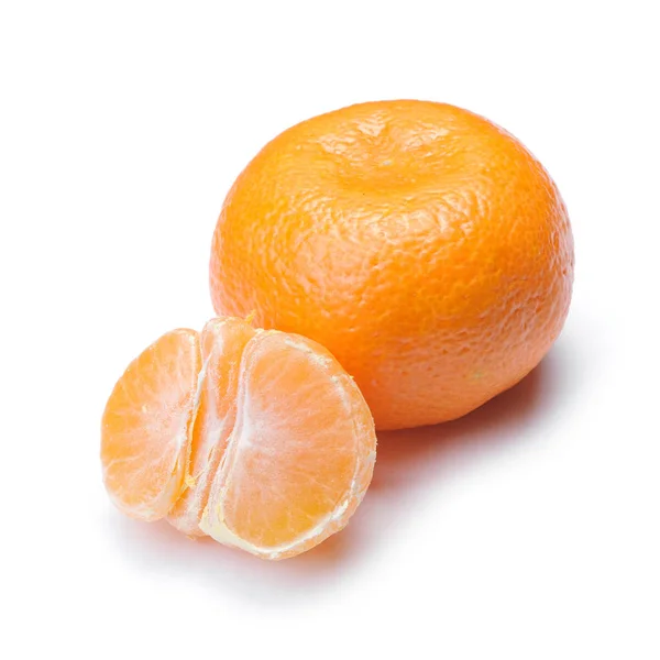 Oloupané Mandarinky Izolované Bílém Pozadí — Stock fotografie