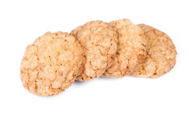 Beyaz arkaplanda izole edilmiş yulaf ezmeli kurabiye grubu