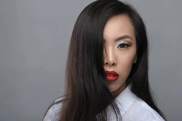 Portrait Beautiful Young Asian Girl White Blouse — Stock Photo, Image