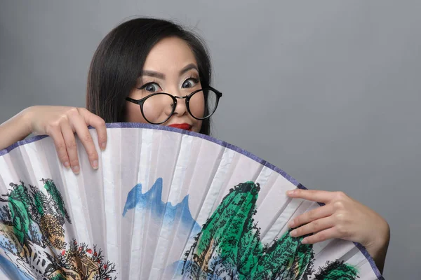 Portrait Beautiful Young Asian Girl Glasses White Blouse — Stock Photo, Image