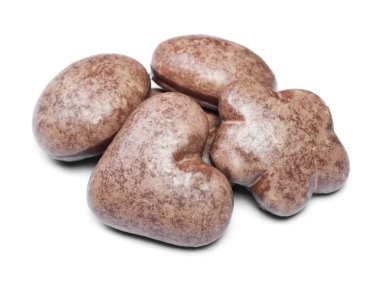 Çikolatalı kurabiye üzerinde beyaz izole yığını