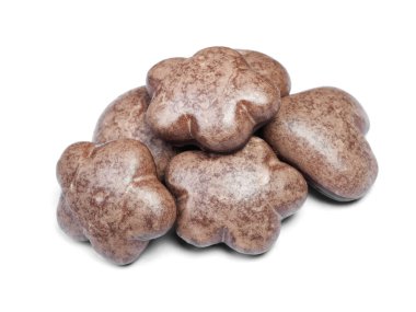 Çikolatalı kurabiye üzerinde beyaz izole yığını