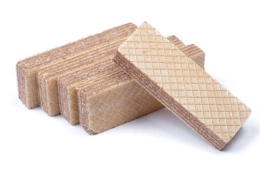 Beyaz arka plan üzerinde izole dört dikdörtgen şekli gofret bisküvi