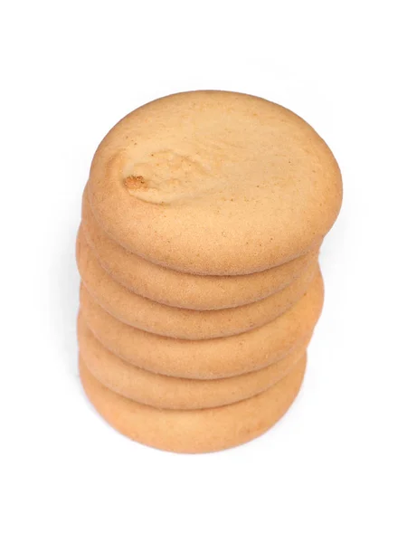 Montón Sabrosas Galletas Aisladas Sobre Fondo Blanco — Foto de Stock