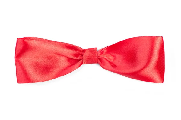 Červená Saténová Kravata Luk Izolovaných Bílém Pozadí — Stock fotografie
