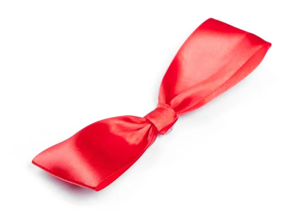 Satynowy Krawat Czerwony Kokarda Białym Tle — Zdjęcie stockowe