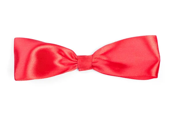 Červená Saténová Kravata Luk Izolovaných Bílém Pozadí — Stock fotografie