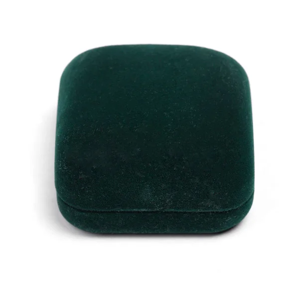 Mörk Grön Smyckeskrin Isolerad Vit Bakgrund — Stockfoto