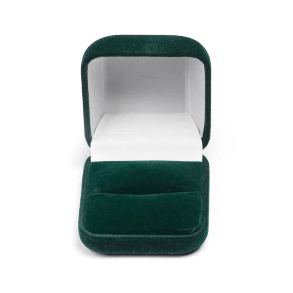Dark Green Jewelry Box Isolated White Background — Stock Photo, Image
