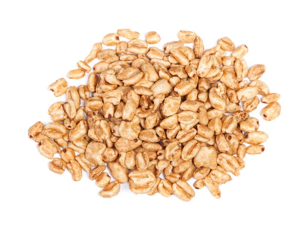 Haufen Flauschiger Weizenkörner Isoliert Auf Weißem Hintergrund — Stockfoto