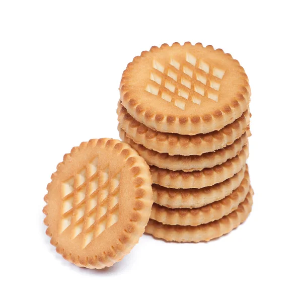 Montón Galletas Redondas Aisladas Sobre Fondo Blanco —  Fotos de Stock