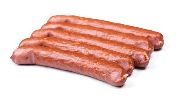 Stack Smoked Sausages Isolated White Background — Stock Photo, Image