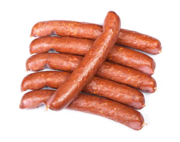 Stack Smoked Sausages Isolated White Background — Stock Photo, Image