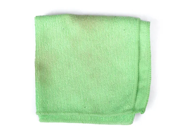 Folded Green Microfiber Cloth Isolated White Background — Stock Photo, Image