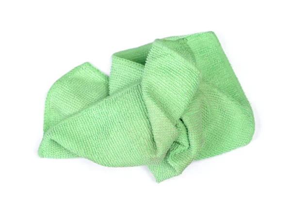 Crumpled Green Microfiber Cloth Isolated White Background — Stock Photo, Image