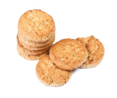 Yuvarlak yulaf ezmeli kurabiye yığını