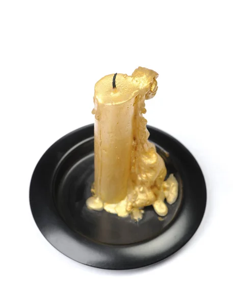 Old golden wax candle — Stock Photo, Image