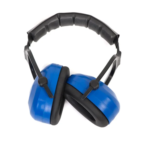 Proteção auditiva muffs orelha azul — Fotografia de Stock