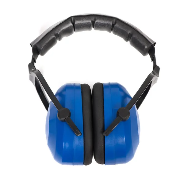 Proteção auditiva muffs orelha azul — Fotografia de Stock