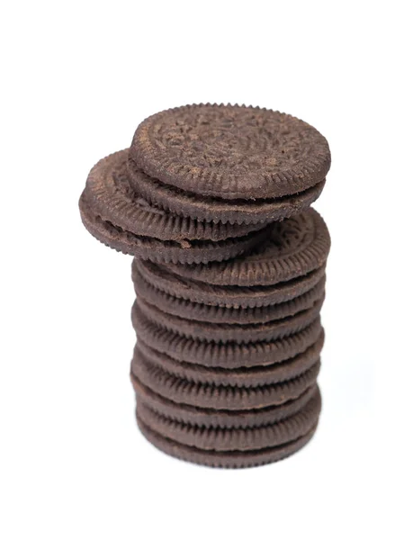 Stack of round chocolate cookies — Stock Photo, Image