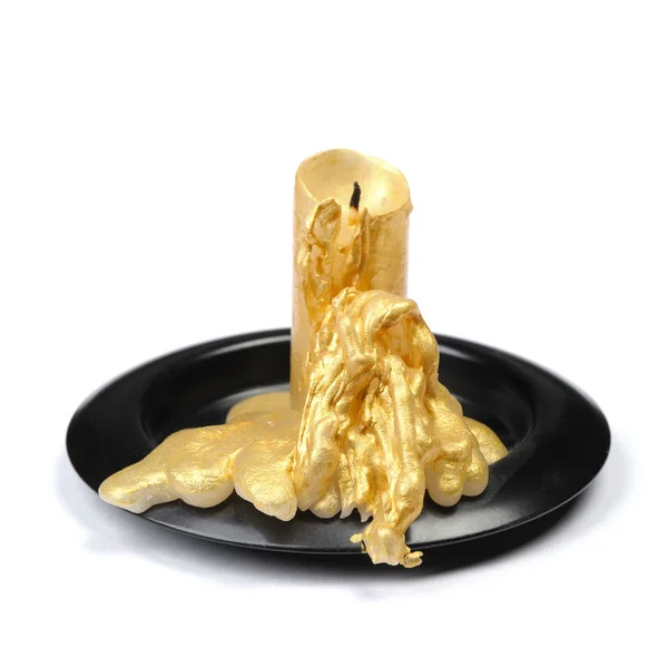 Oude gouden wax kaars — Stockfoto