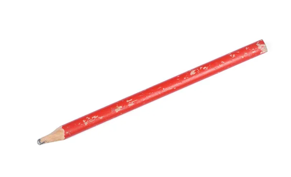 Oude gebruikte rood knabbelde potlood — Stockfoto