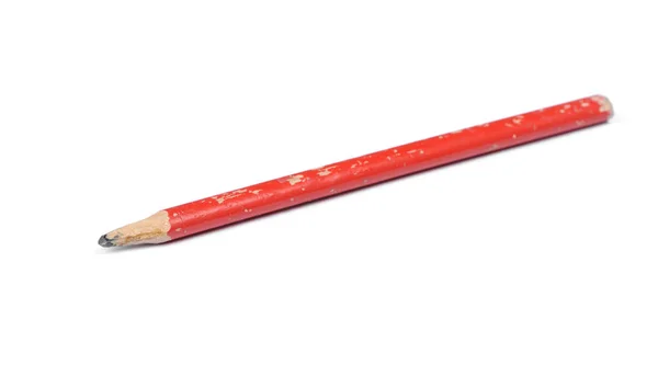 Old used red nibbled pencil — Stock Photo, Image