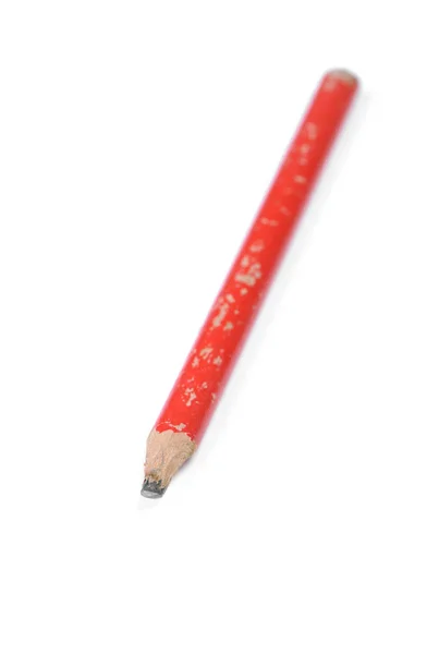 Old used red nibbled pencil — Stock Photo, Image