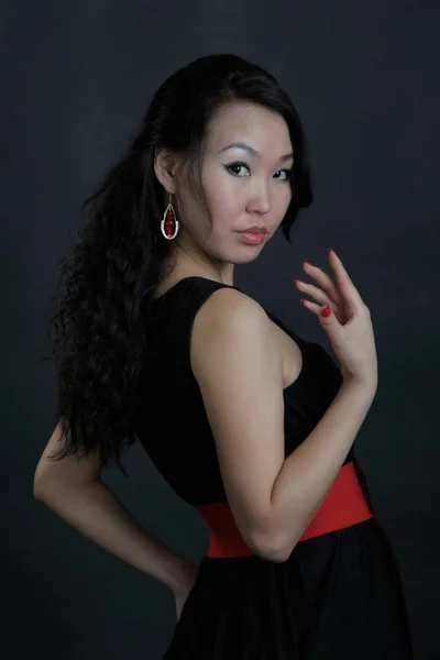 Portrait of woman in black dress — Stock Photo, Image