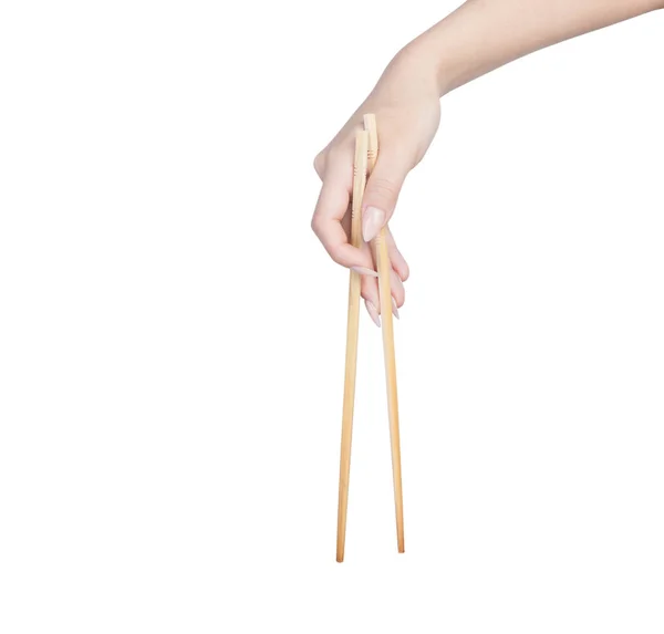 女性手拿木筷子 — 图库照片