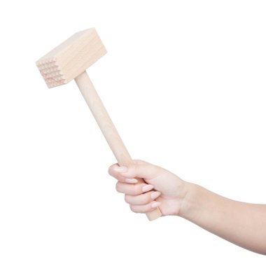 Kadın el tutan mutfak çekiç