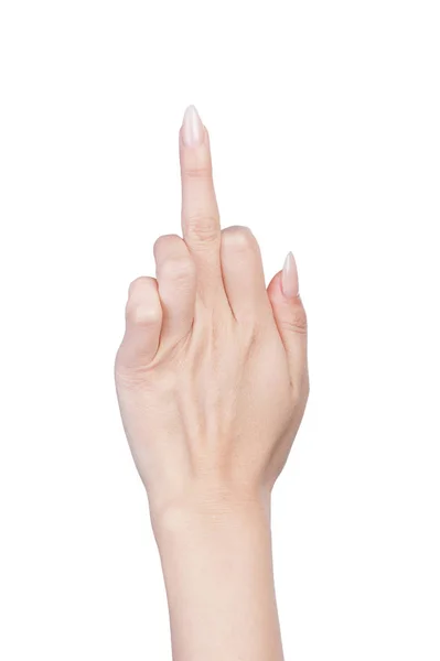 Символы женской руки средний палец — стоковое фото