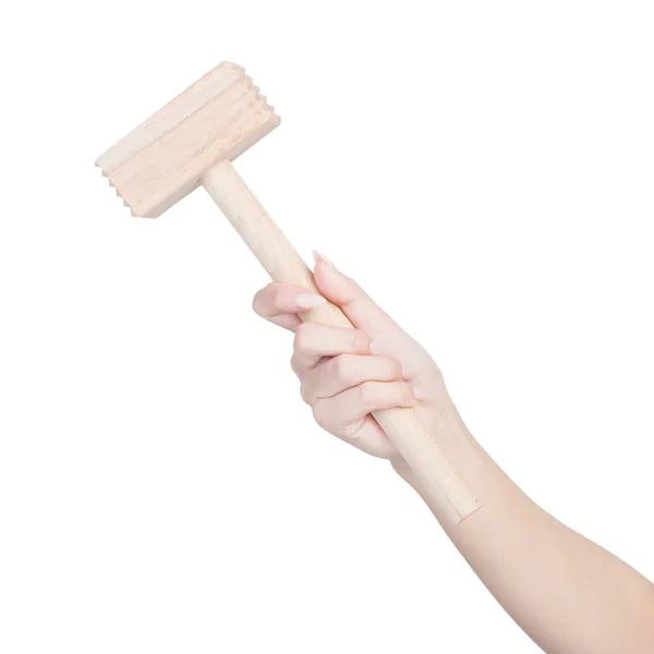 Female hand holding kitchen hammer — Stock Photo, Image