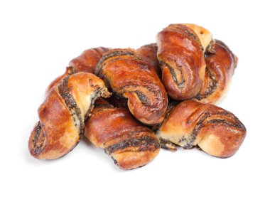 Haşhaş tohumu ile taze çörekler yığını