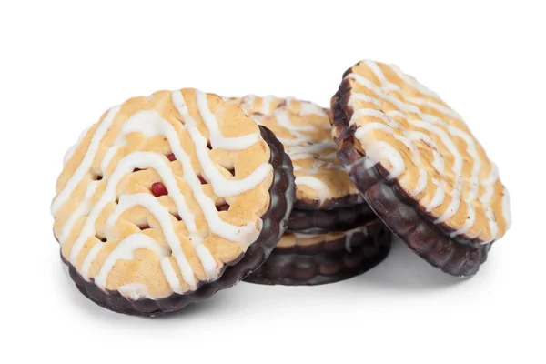 Grupo de galletas redondas recubiertas de chocolate — Foto de Stock