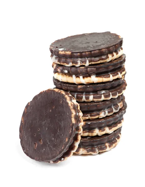 Montón de galletas redondas de chocolate — Foto de Stock