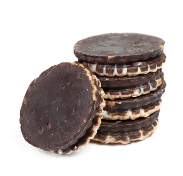 Σωρός από στρογγυλά μπισκότα σοκολάτας — Φωτογραφία Αρχείου