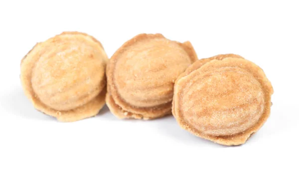 Groep van zelfgemaakte noten koekjes met gecondenseerde melk — Stockfoto